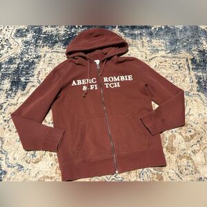 Y2K Style Abercrombie & Fitch Full Zip Logo Hoodie Spellout XS